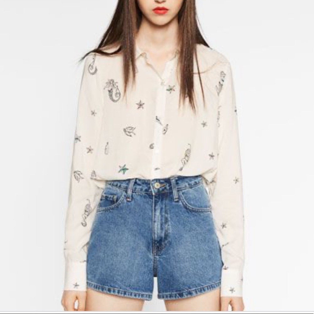 Zara Mermaid Print Blouse long sleeve